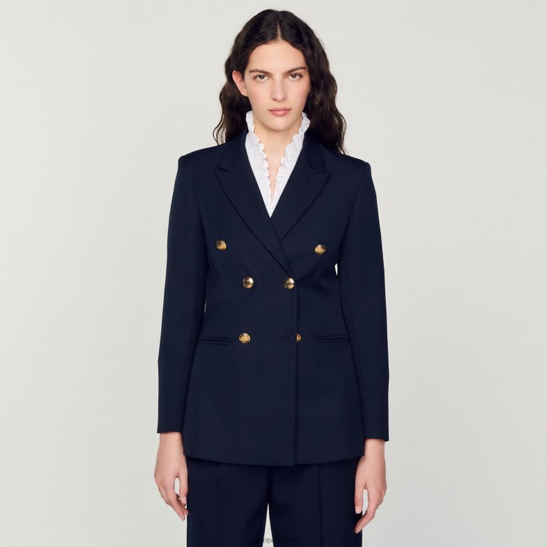 jp Sandro Paris 女性 ダブルブレスト スーツジャケット ネイビーブルー 20D4B155 衣服