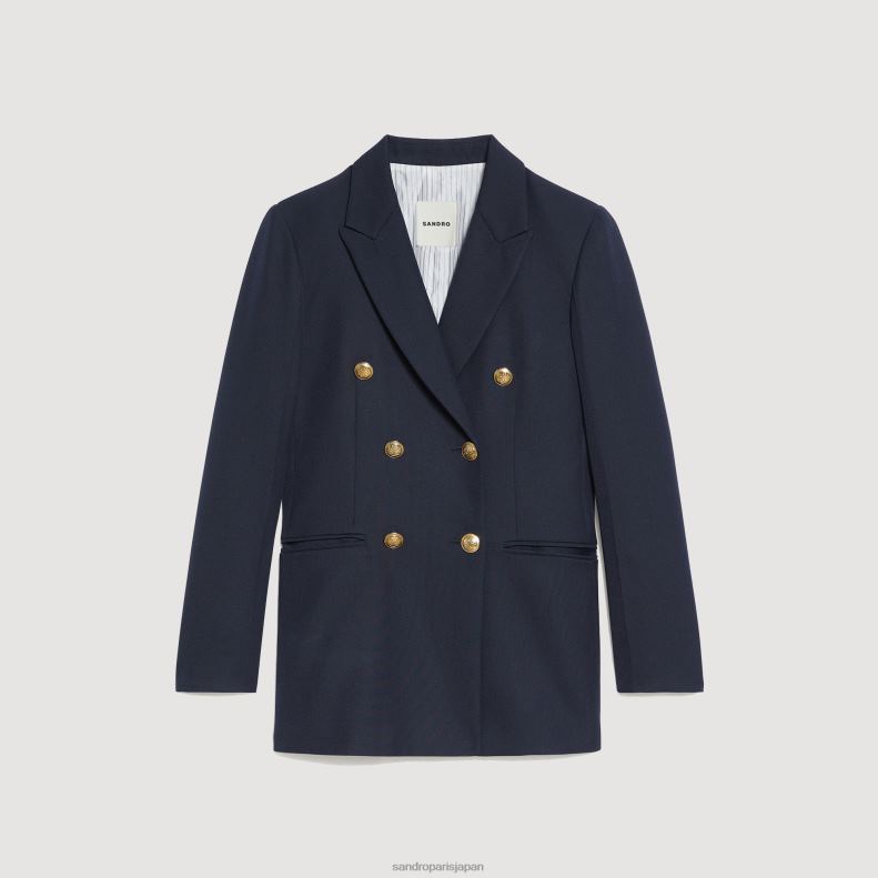 jp Sandro Paris 女性 ダブルブレスト スーツジャケット ネイビーブルー 20D4B155 衣服