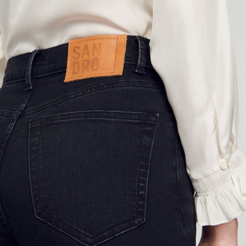 jp Sandro Paris 女性 切りっぱなしのエッジを備えたストレートカット ジーンズ 黒 20D4B158 衣服