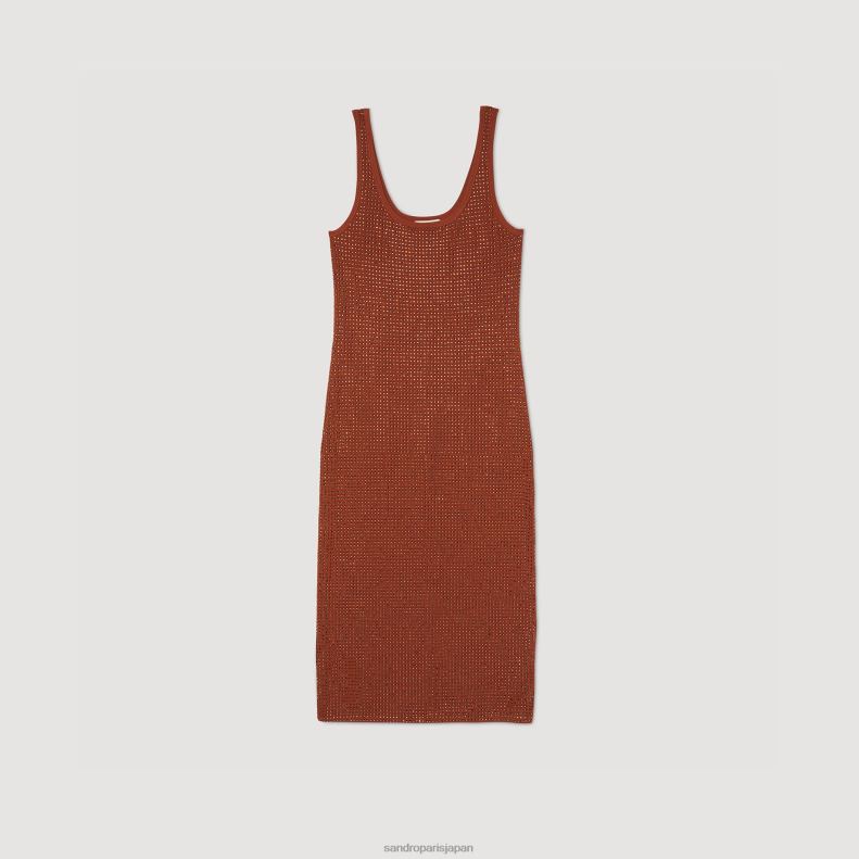 jp Sandro Paris 女性 ラインストーン装飾 ドレス 茶色 20D4B15 衣服