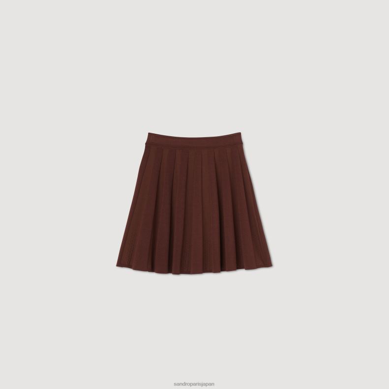 jp Sandro Paris 女性 短いプリーツスカート 茶色 20D4B17 衣服