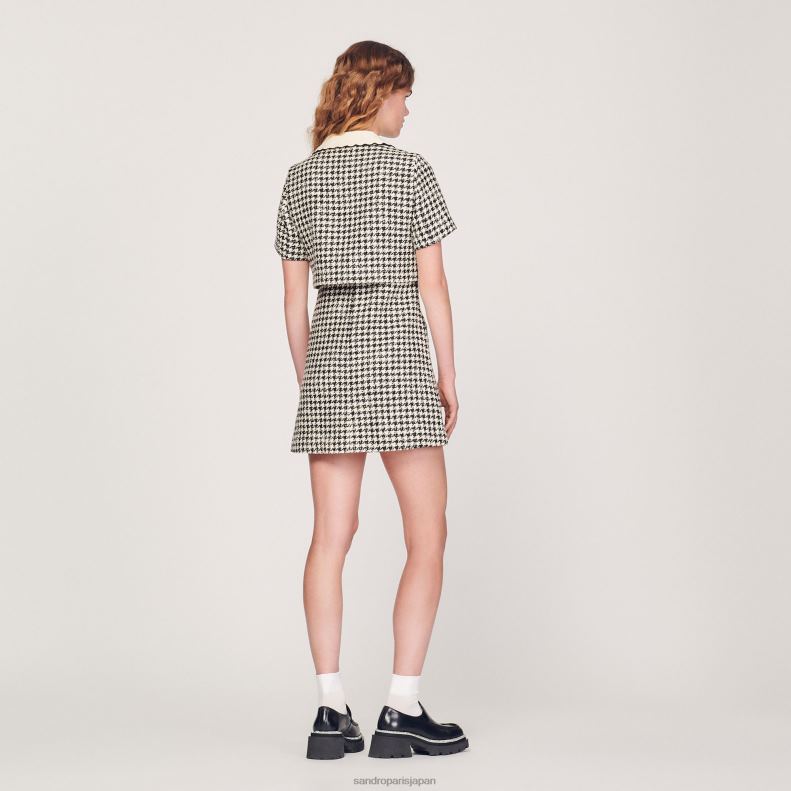 jp Sandro Paris 女性 ツイードだまし絵ドレス 白黒 20D4B170 衣服