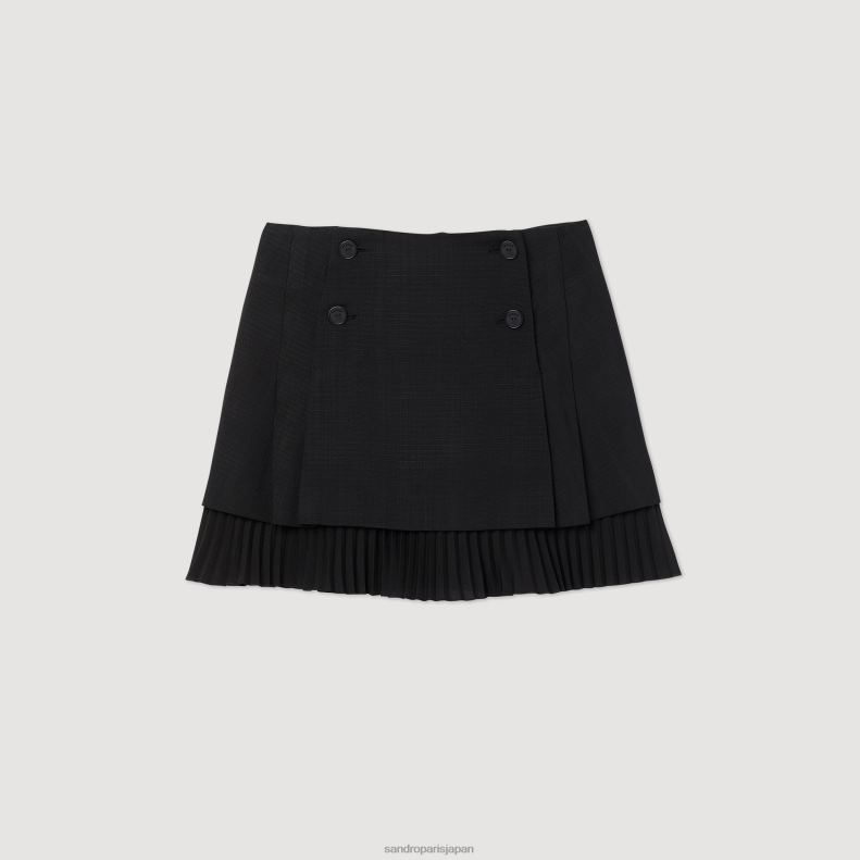 jp Sandro Paris 女性 プリーツ効果のあるショートスカート 黒 20D4B174 衣服