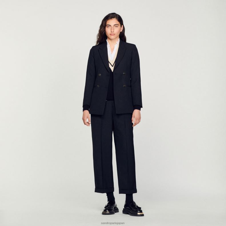 jp Sandro Paris 女性 ダブルブレスト スーツジャケット 黒 20D4B176 衣服
