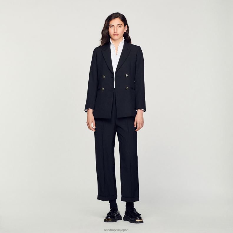 jp Sandro Paris 女性 ダブルブレスト スーツジャケット 黒 20D4B176 衣服