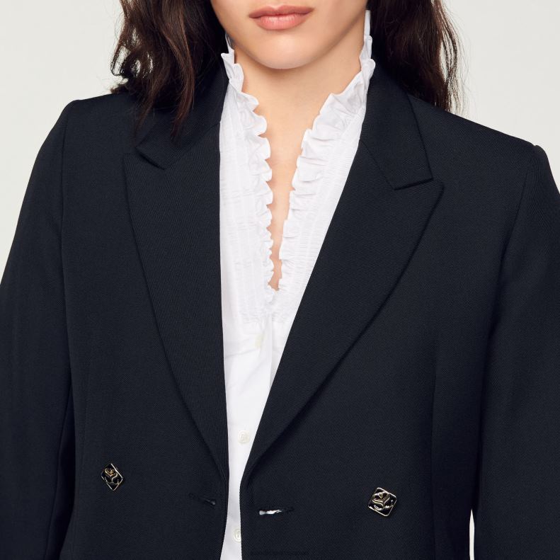 jp Sandro Paris 女性 ダブルブレスト スーツジャケット 黒 20D4B176 衣服