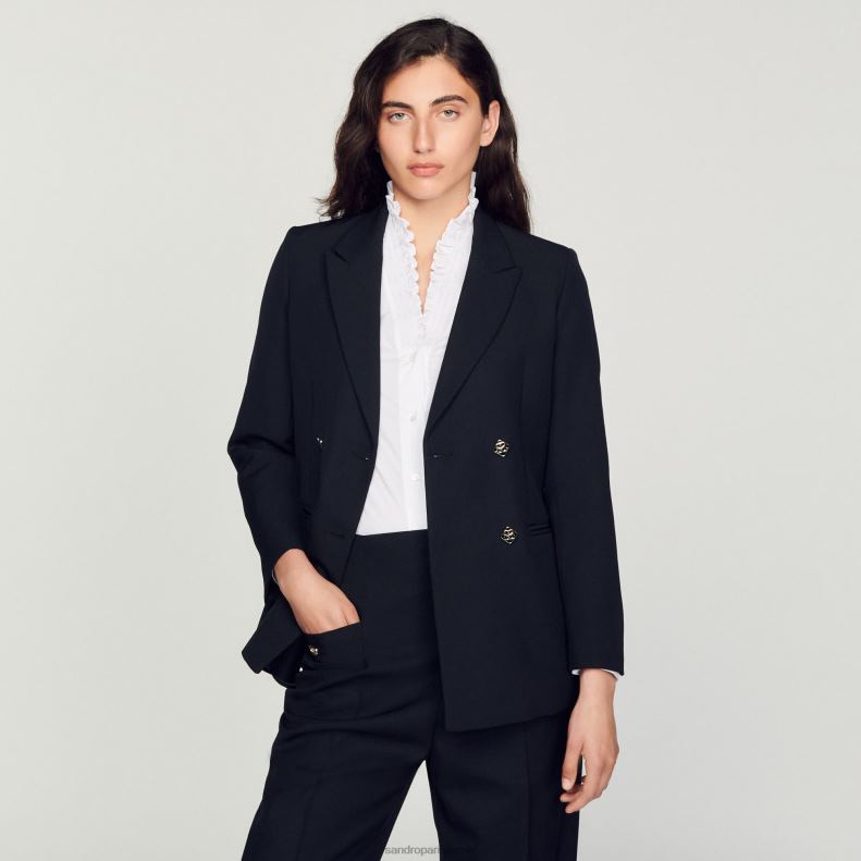 jp Sandro Paris 女性 ダブルブレスト スーツジャケット 黒 20D4B176 衣服