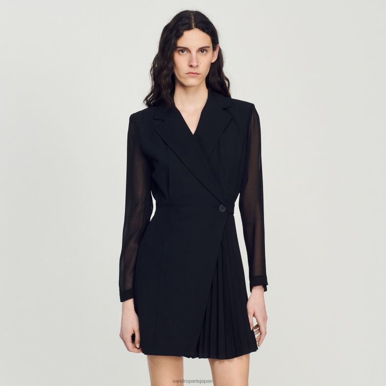 jp Sandro Paris 女性 ラップアラウンドドレス 黒 20D4B177 衣服