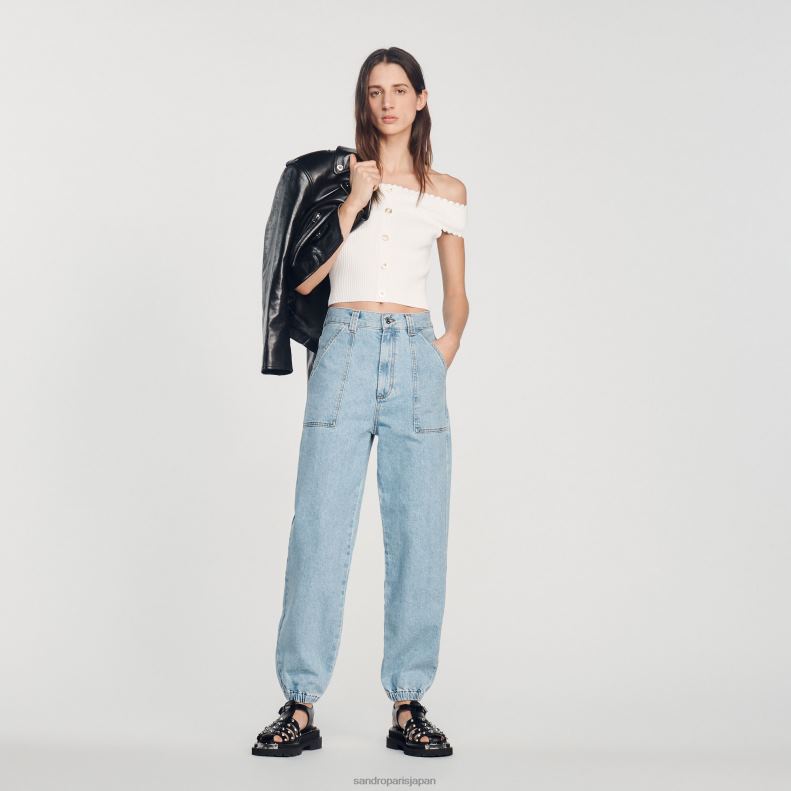 jp Sandro Paris 女性 クロップドニットトップ 白 20D4B179 衣服