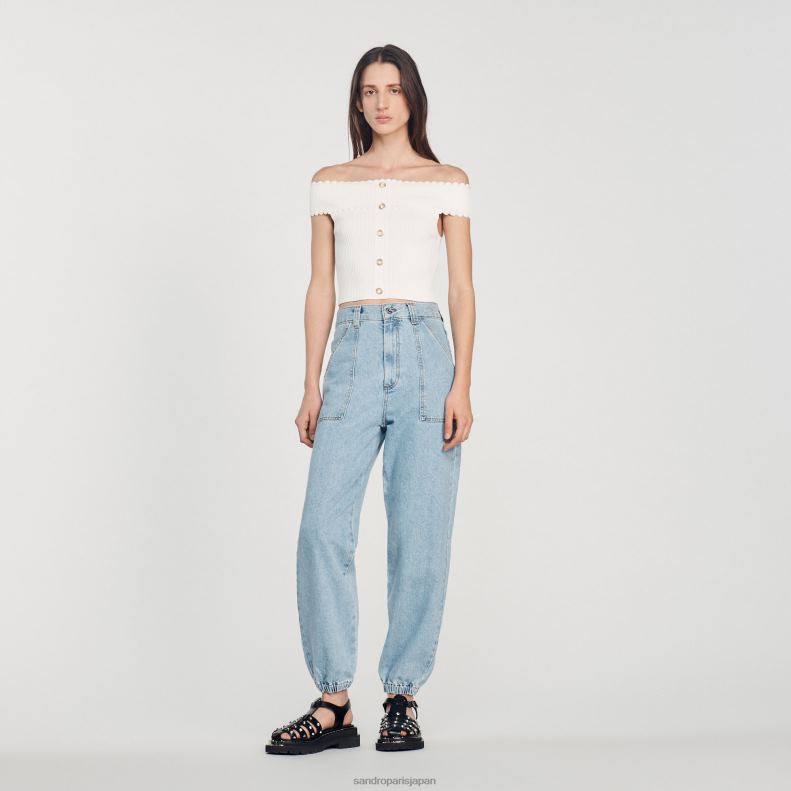 jp Sandro Paris 女性 クロップドニットトップ 白 20D4B179 衣服