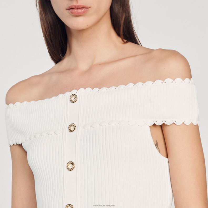 jp Sandro Paris 女性 クロップドニットトップ 白 20D4B179 衣服