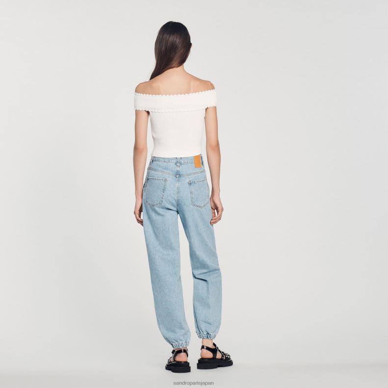 jp Sandro Paris 女性 クロップドニットトップ 白 20D4B179 衣服