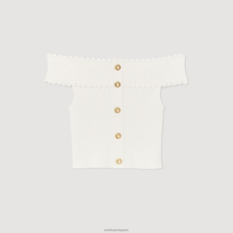 jp Sandro Paris 女性 クロップドニットトップ 白 20D4B179 衣服