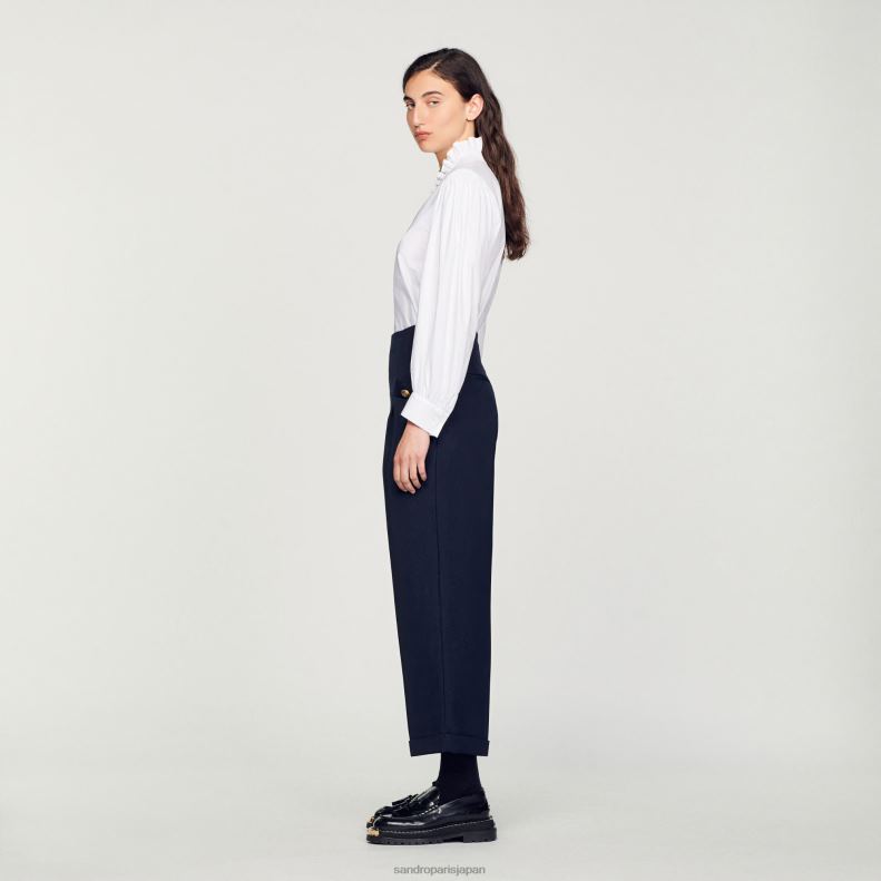 jp Sandro Paris 女性 ワイドレッグパンツ ネイビーブルー 20D4B192 衣服