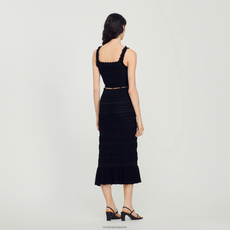 jp Sandro Paris 女性 ニットクロップトップ 黒 20D4B195 衣服