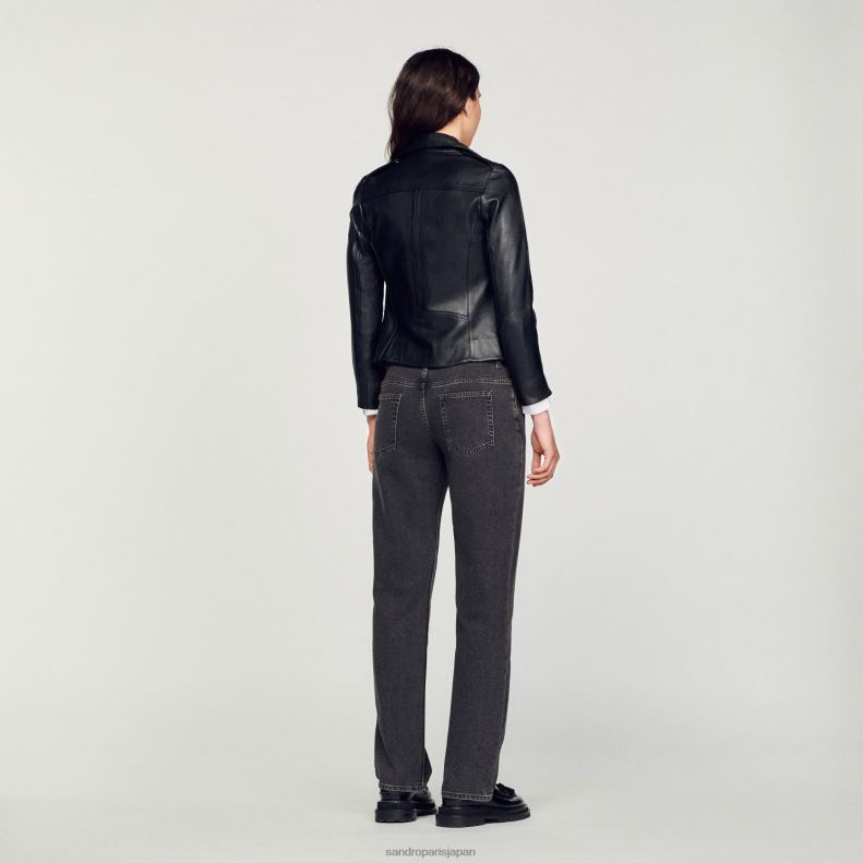 jp Sandro Paris 女性 レザージャケット 黒 20D4B198 衣服