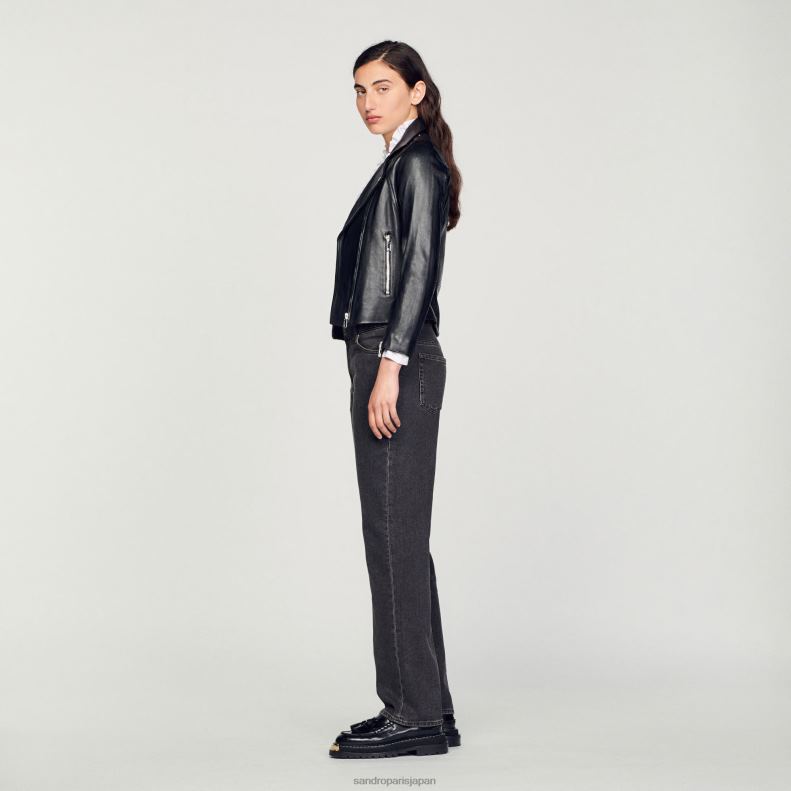jp Sandro Paris 女性 レザージャケット 黒 20D4B198 衣服