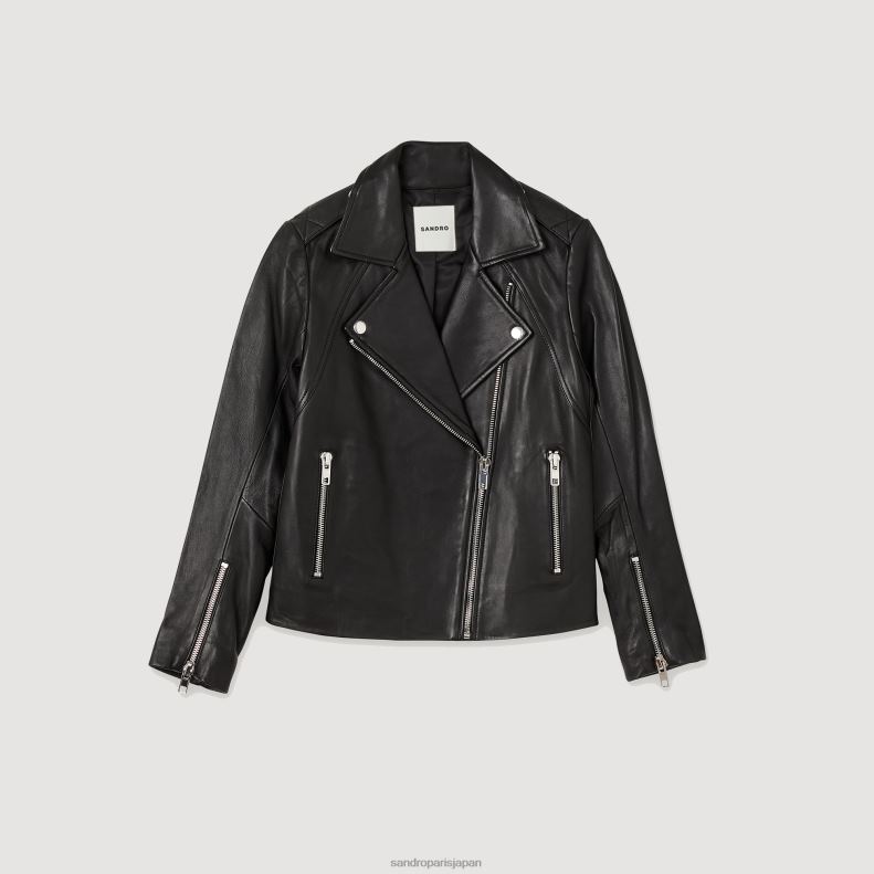 jp Sandro Paris 女性 レザージャケット 黒 20D4B198 衣服
