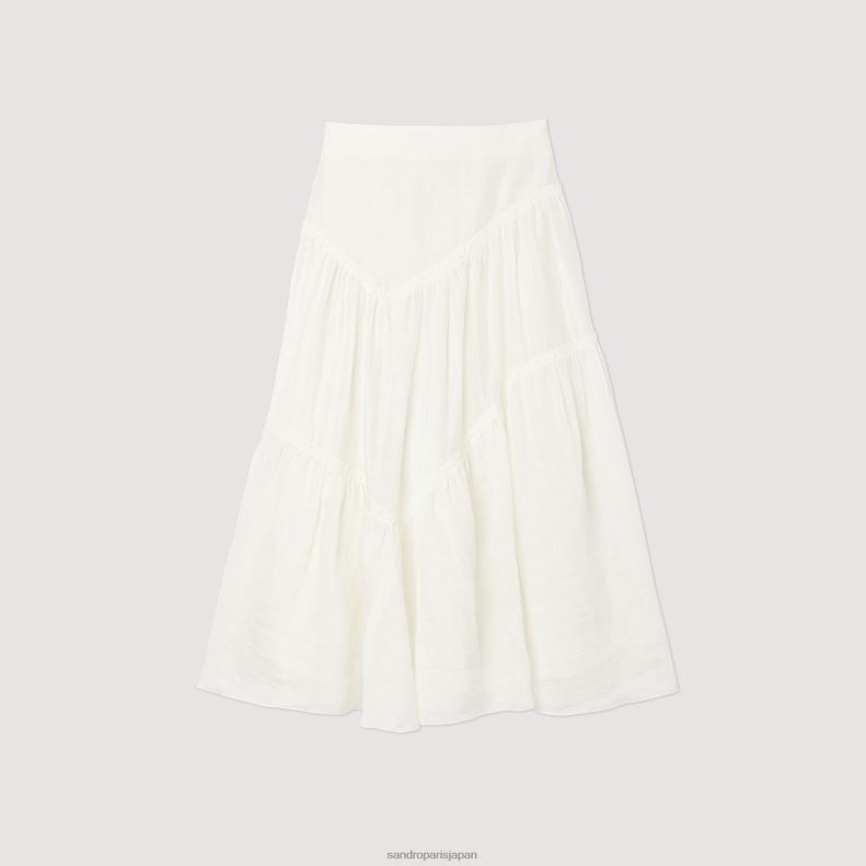 jp Sandro Paris 女性 長いフリルスカート 白 20D4B205 衣服