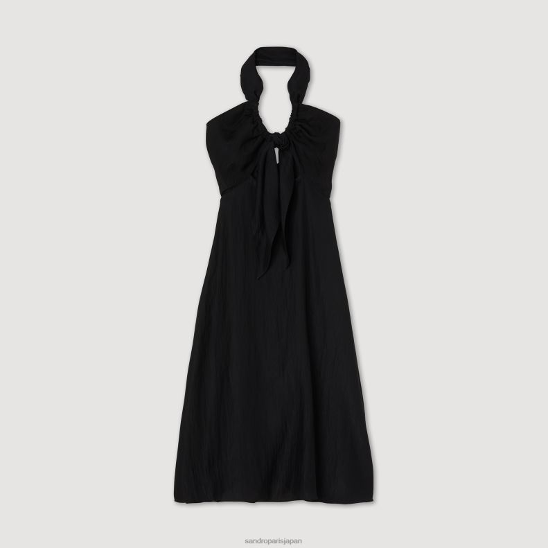 jp Sandro Paris 女性 背中の開いた結びドレス 黒 20D4B206 衣服