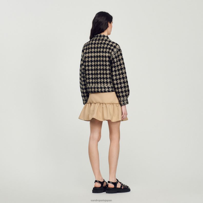 jp Sandro Paris 女性 千鳥格子ジャケット 黒 20D4B219 衣服