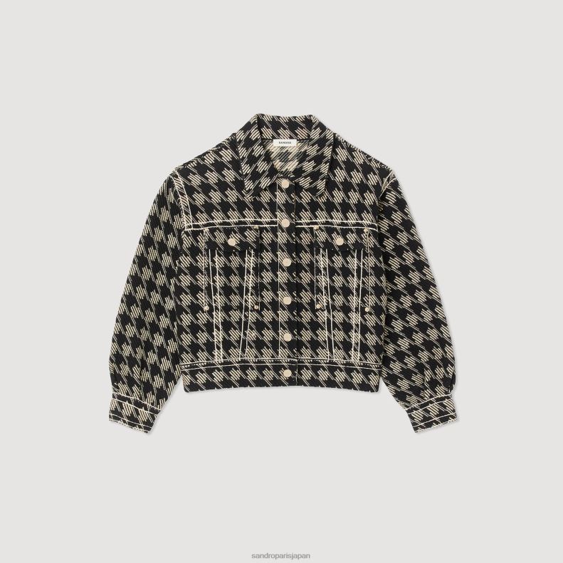 jp Sandro Paris 女性 千鳥格子ジャケット 黒 20D4B219 衣服