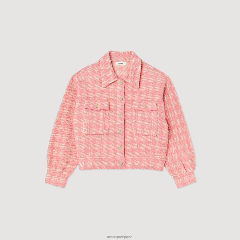 jp Sandro Paris 女性 千鳥格子ジャケット ピンク 20D4B228 衣服