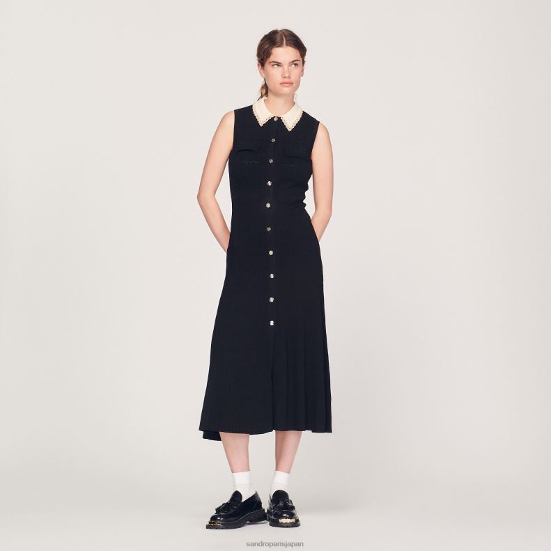 jp Sandro Paris 女性 ロングノースリーブドレス 黒 20D4B229 衣服