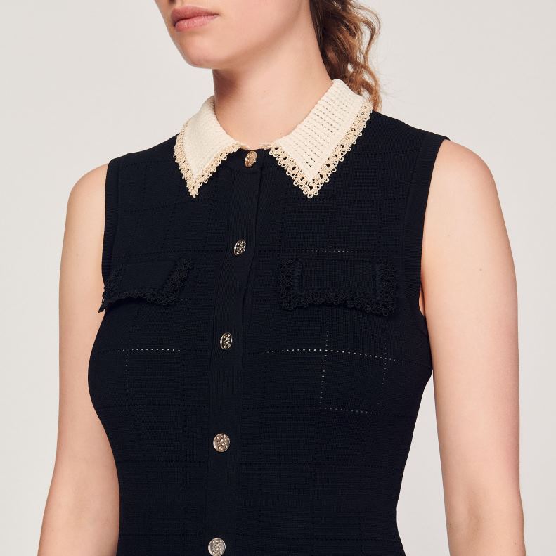jp Sandro Paris 女性 ロングノースリーブドレス 黒 20D4B229 衣服