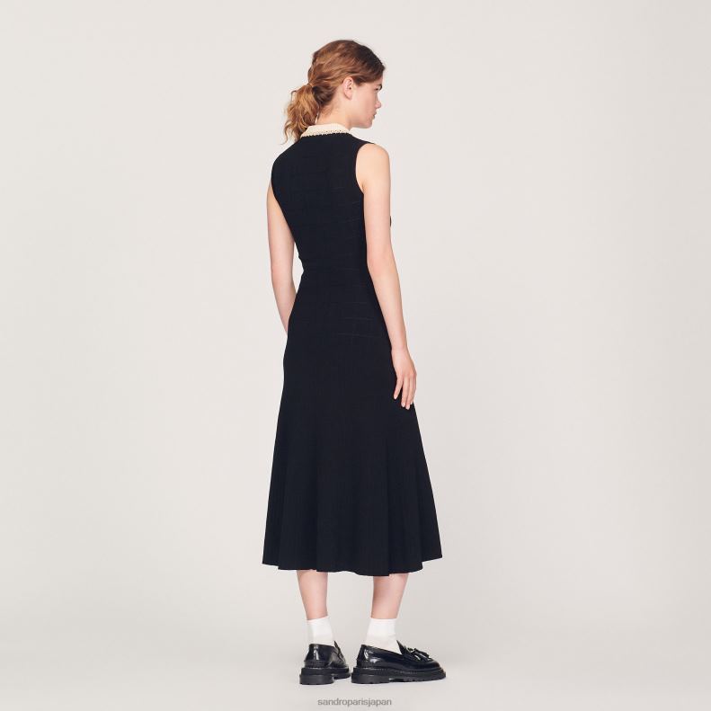 jp Sandro Paris 女性 ロングノースリーブドレス 黒 20D4B229 衣服