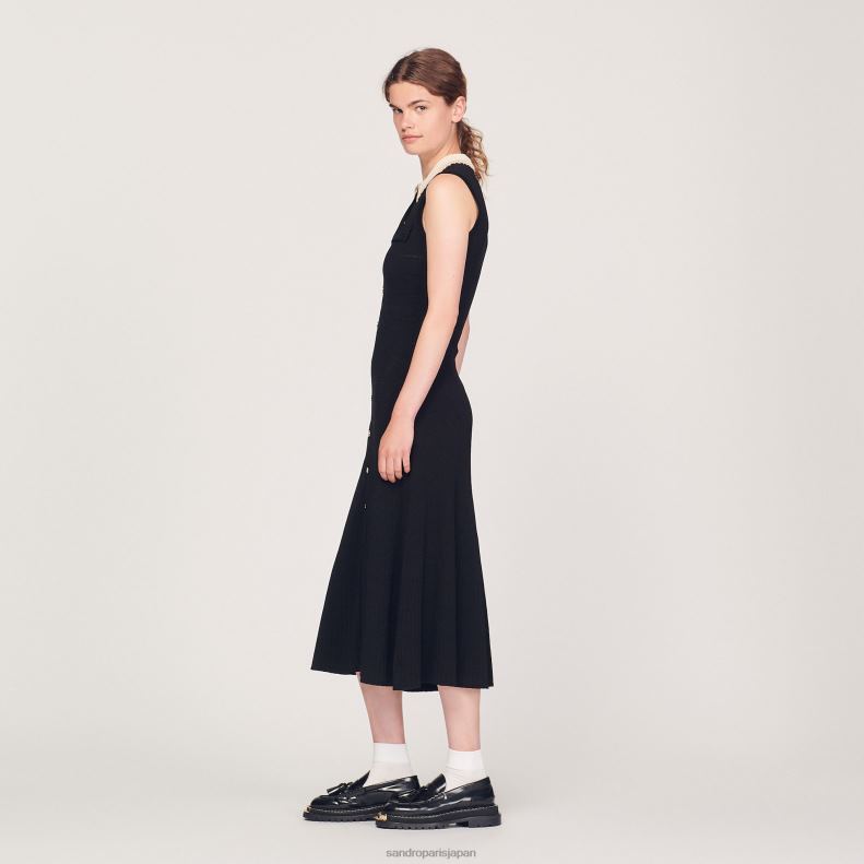 jp Sandro Paris 女性 ロングノースリーブドレス 黒 20D4B229 衣服