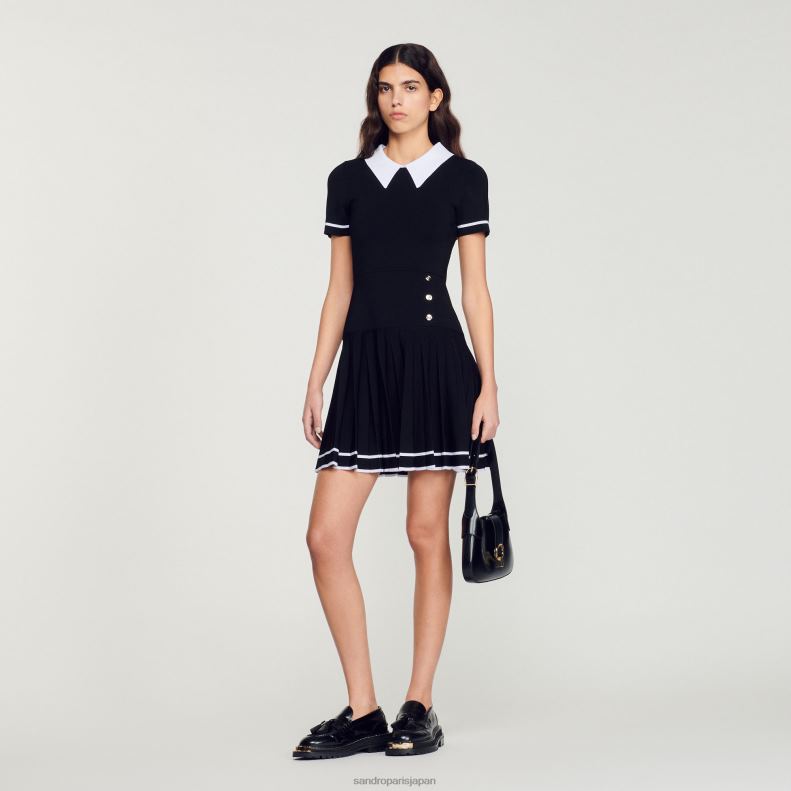 jp Sandro Paris 女性 ショートニットドレス 黒 20D4B238 衣服