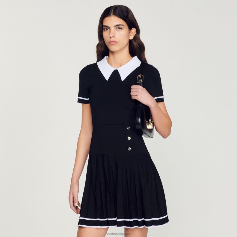 jp Sandro Paris 女性 ショートニットドレス 黒 20D4B238 衣服