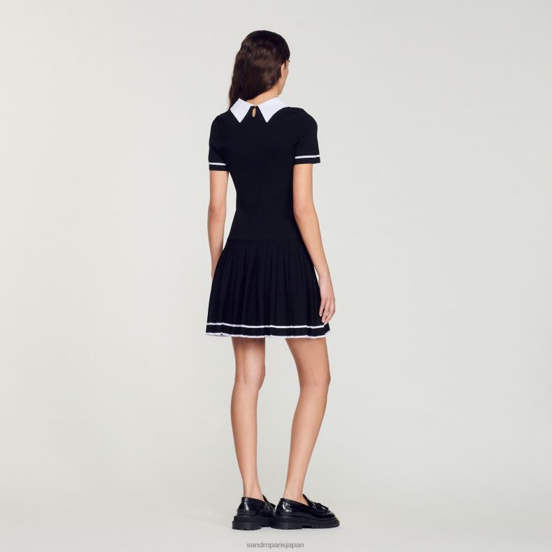 jp Sandro Paris 女性 ショートニットドレス 黒 20D4B238 衣服