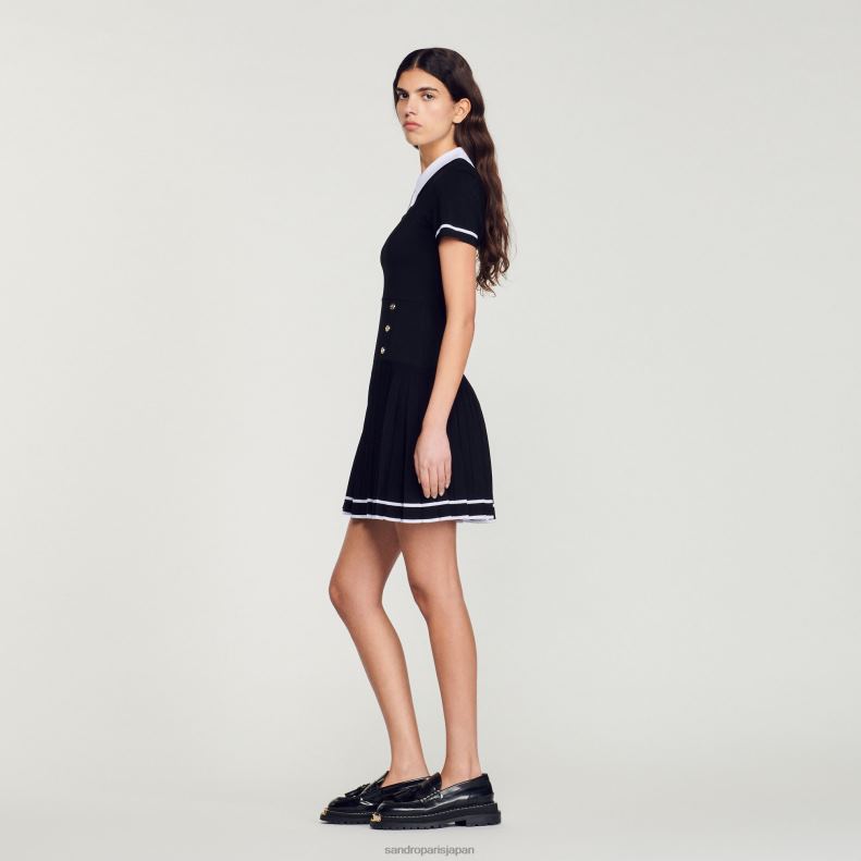 jp Sandro Paris 女性 ショートニットドレス 黒 20D4B238 衣服