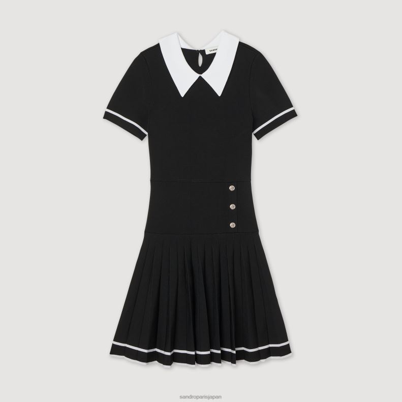 jp Sandro Paris 女性 ショートニットドレス 黒 20D4B238 衣服