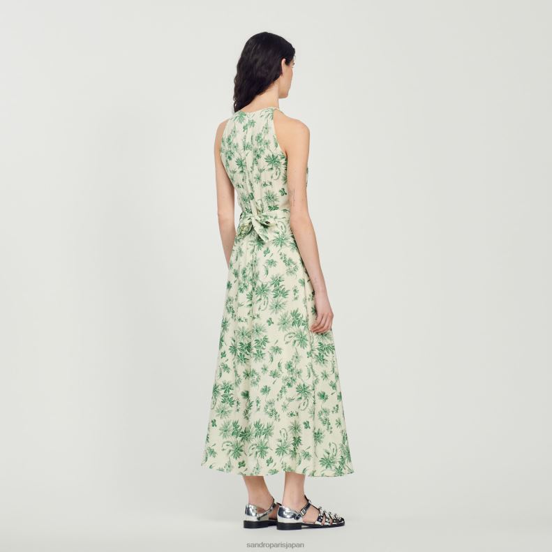 jp Sandro Paris 女性 花柄のロングドレス エクリュ - グリーン 20D4B239 衣服