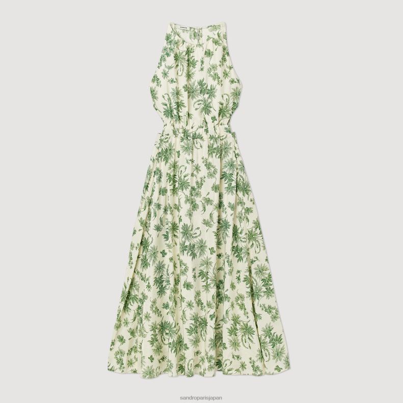 jp Sandro Paris 女性 花柄のロングドレス エクリュ - グリーン 20D4B239 衣服