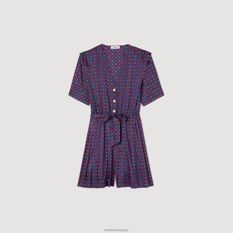 jp Sandro Paris 女性 プリントサテン遊び着 青/赤 20D4B23 衣服