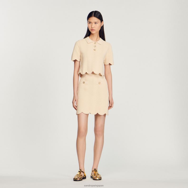 jp Sandro Paris 女性 短いニットスカート 自然 20D4B241 衣服