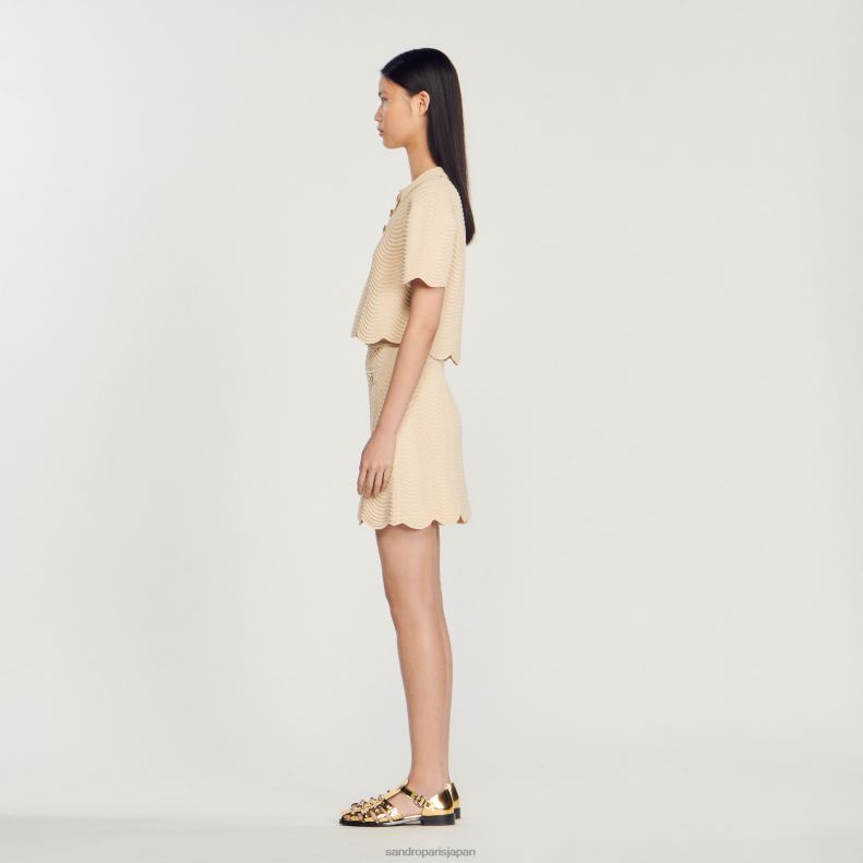 jp Sandro Paris 女性 短いニットスカート 自然 20D4B241 衣服