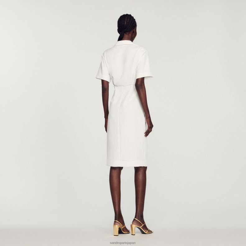 jp Sandro Paris 女性 ボタン付きミディドレス 生成り 20D4B242 衣服