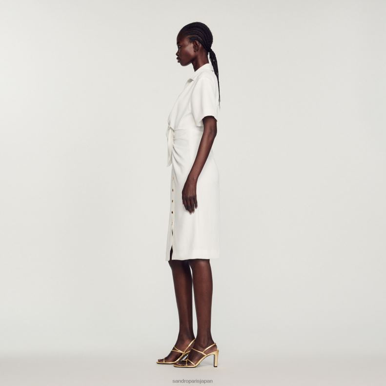 jp Sandro Paris 女性 ボタン付きミディドレス 生成り 20D4B242 衣服