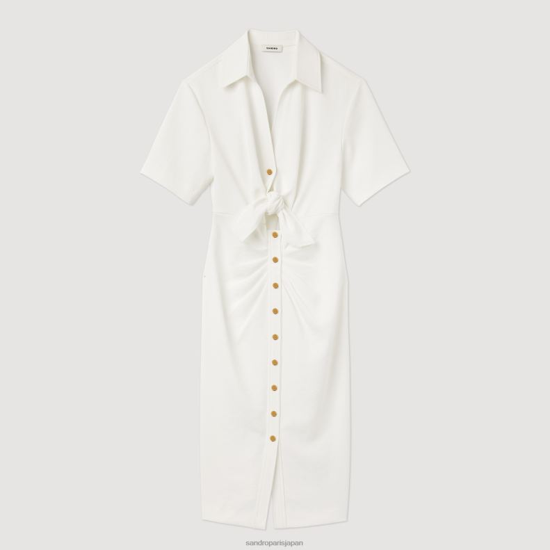jp Sandro Paris 女性 ボタン付きミディドレス 生成り 20D4B242 衣服