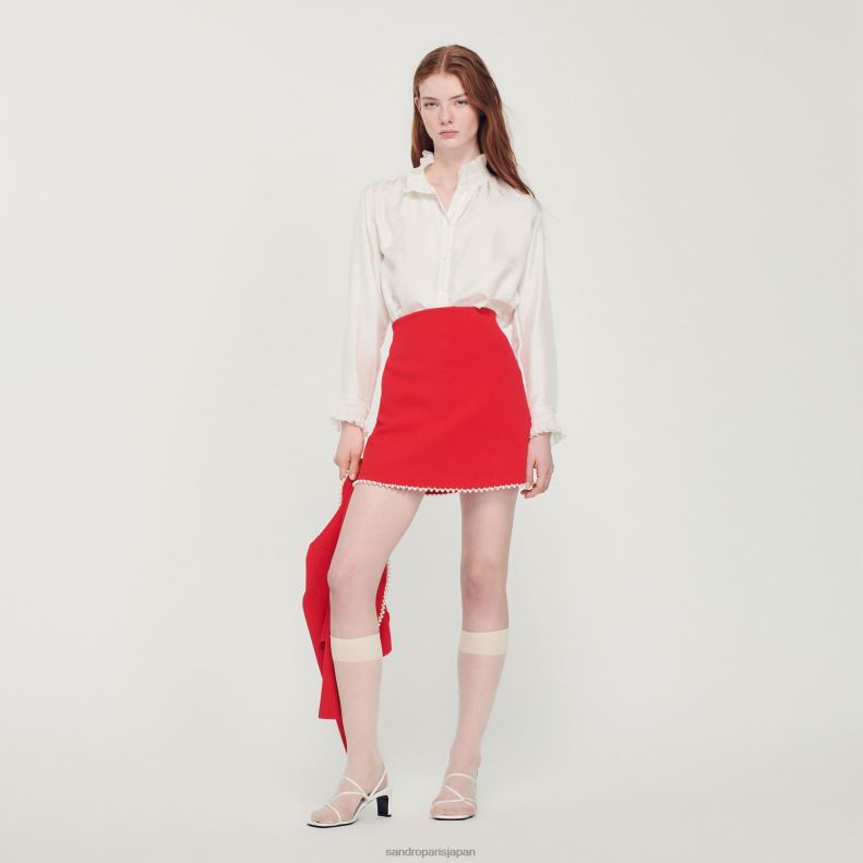 jp Sandro Paris 女性 ショートビーズスカート 赤 20D4B244 衣服