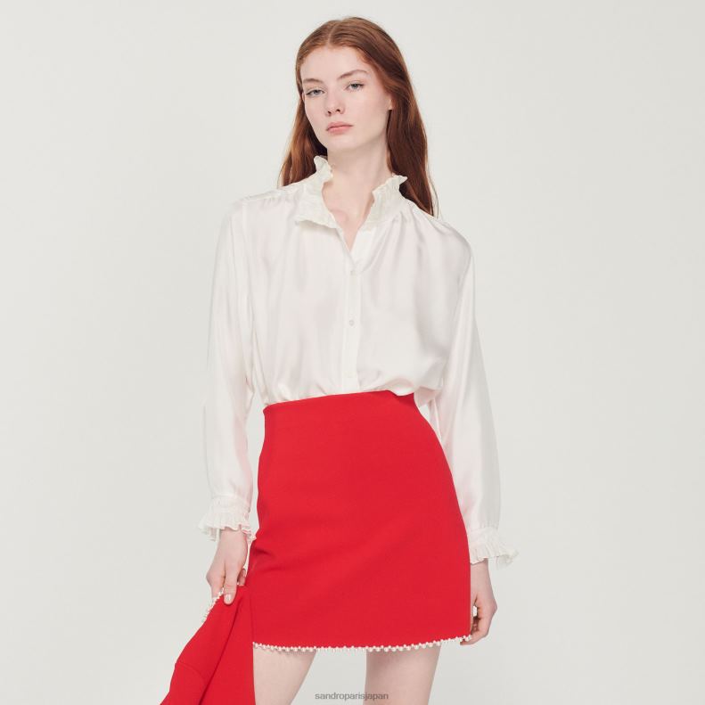 jp Sandro Paris 女性 ショートビーズスカート 赤 20D4B244 衣服