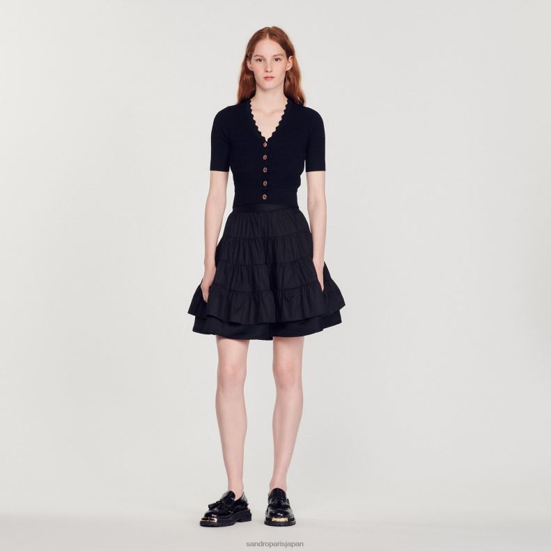 jp Sandro Paris 女性 派手なボタンが付いたニットセーター 黒 20D4B249 衣服