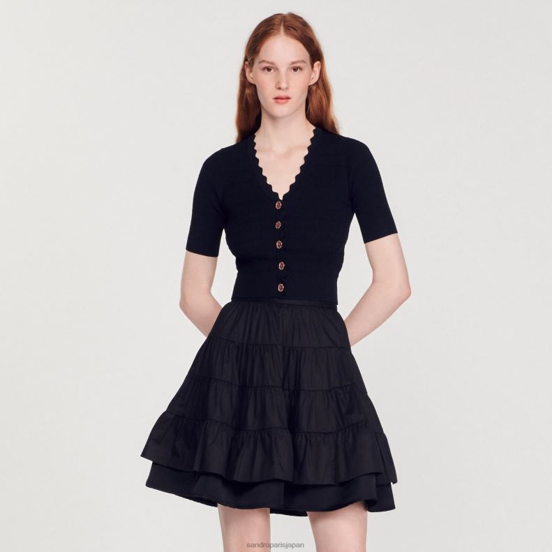 jp Sandro Paris 女性 派手なボタンが付いたニットセーター 黒 20D4B249 衣服