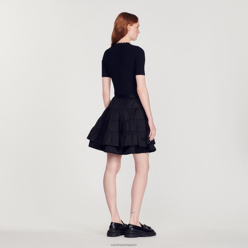 jp Sandro Paris 女性 派手なボタンが付いたニットセーター 黒 20D4B249 衣服