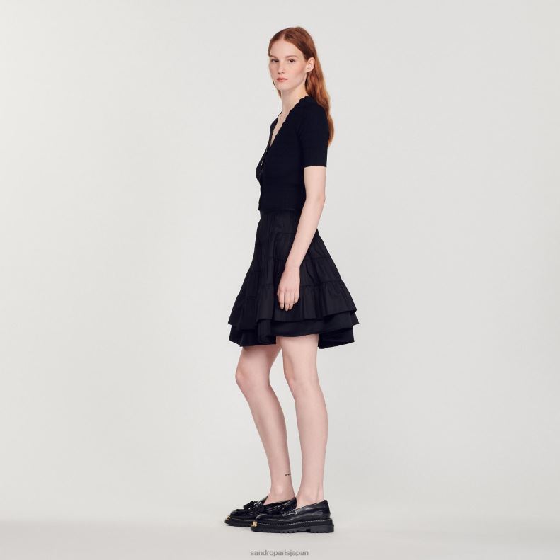 jp Sandro Paris 女性 派手なボタンが付いたニットセーター 黒 20D4B249 衣服